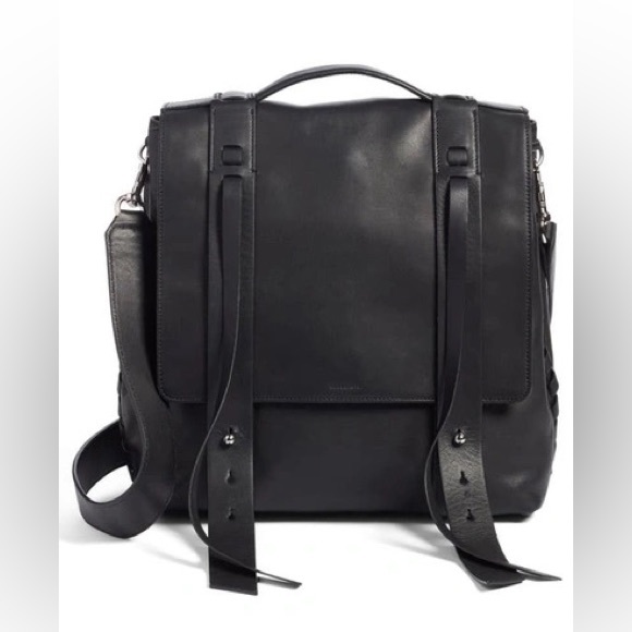 Allsaints Fin Leather Backpack (and Crossbody) Black - Picture 3 of 3